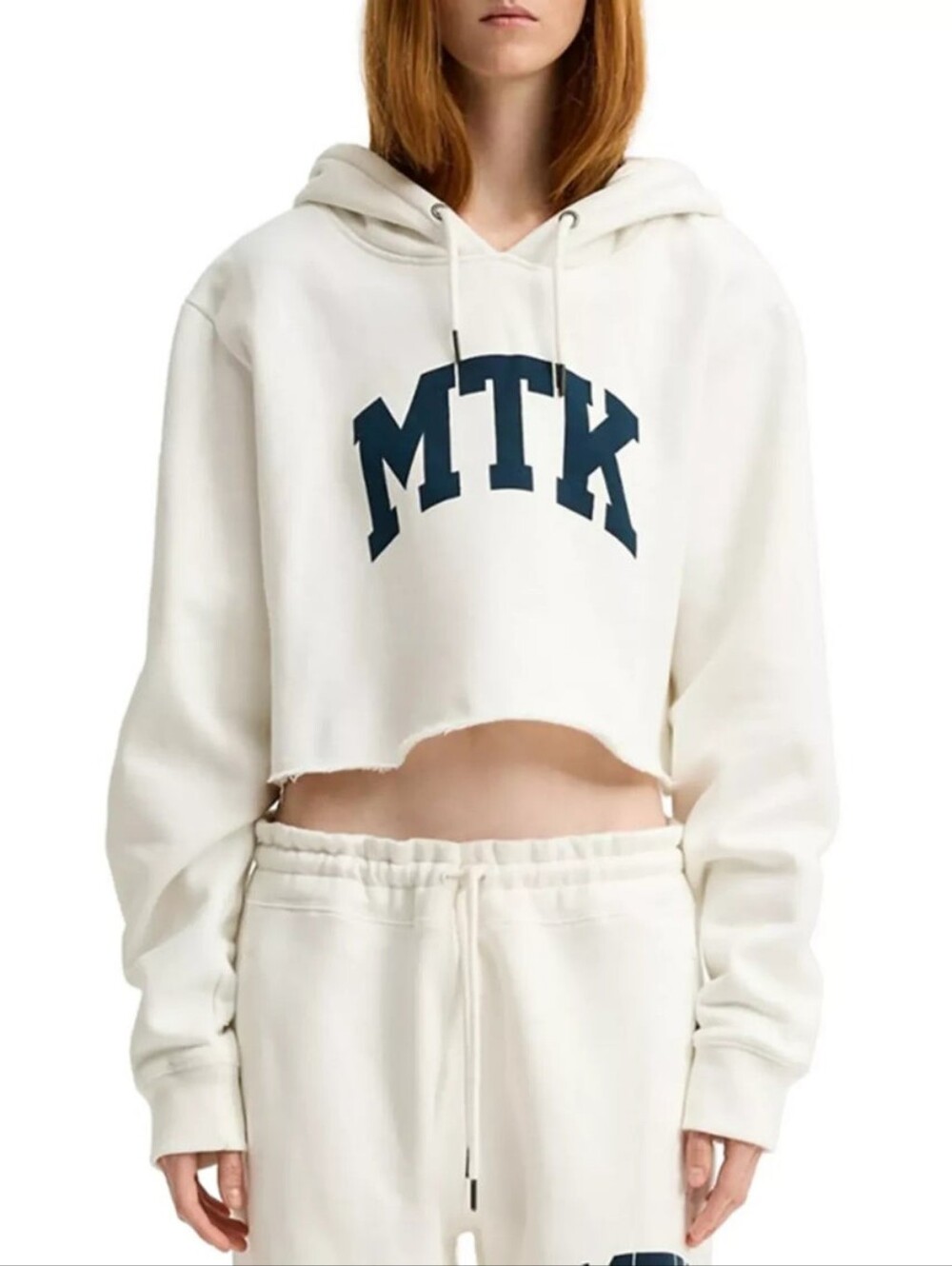 Denimist Cropped Classic Hoodie Off-White Navy MTK Montauk Medium New